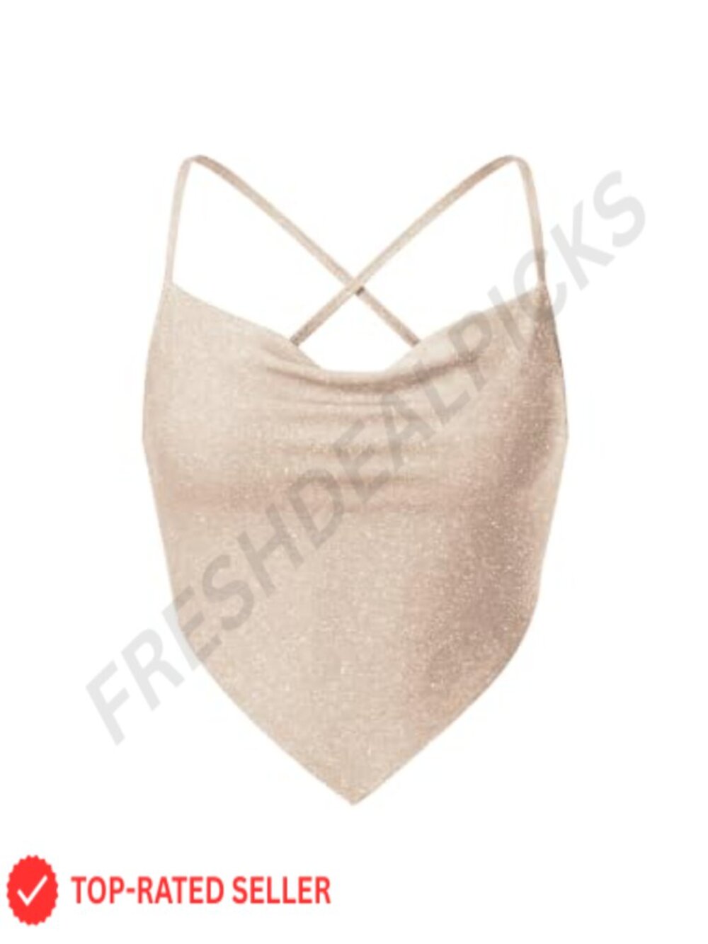 Sequin Ruched Cowl Neck Backless Crop Cami Top